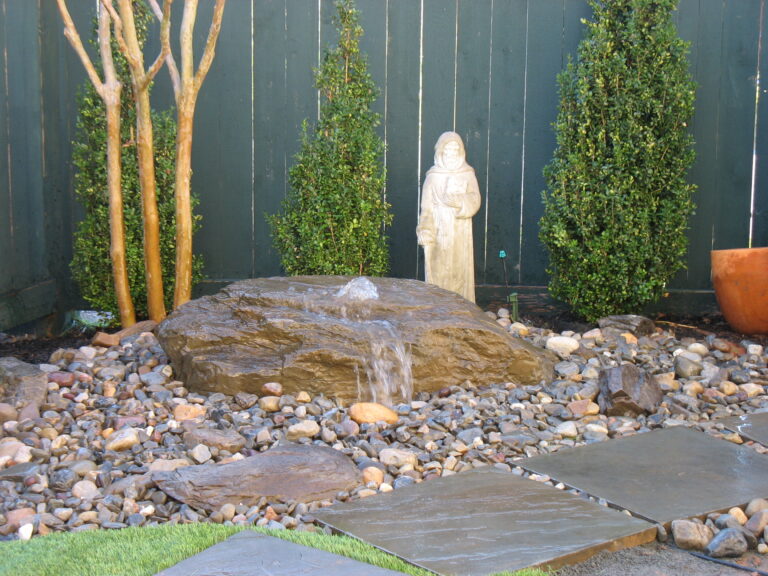 Boulder fountain w/ St. Jude